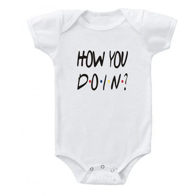 How You Doin Funny Letter Print Newborn Infant Baby Girl Clothing Cotton Rompers Short Sleeve Jumpsuit Kids Causal Cute Clothes