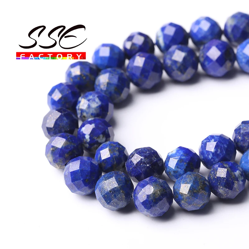A+ Natural Lapis lazuli BeadsFaceted Stone Loose Spacer Beads For Jewelry Making DIY Bracelets Earrings Accessories 6mm 8mm 15