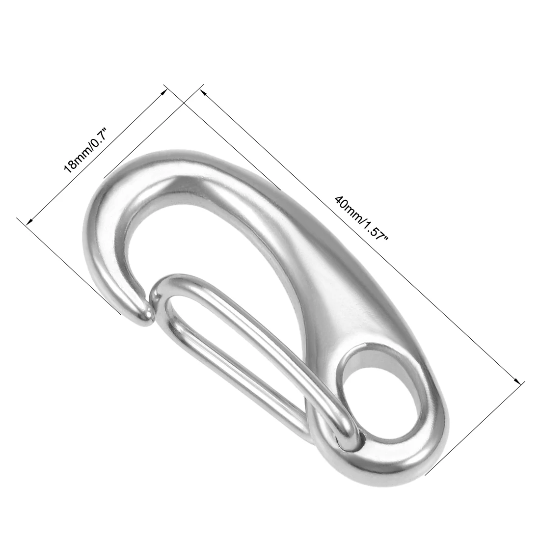 uxcell 2Pcs 40mm Carabiner Snap Hook 304 Stainless Steel Spring Gate Snap Hook Clip Marine Grade Lobster Claw Silver Tone