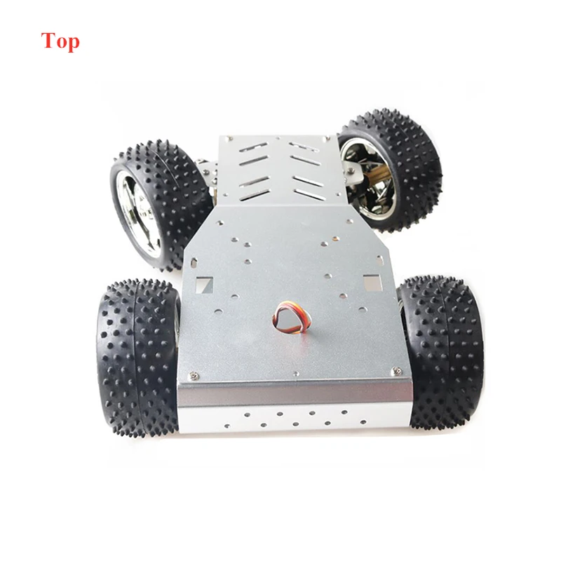 DIY RC Smart Metal Chassis Car with 85mm Rubber Wheel Kit 2pcs High Torque Motors and 1pcs Servo Unassembled RC Toy for Arduino