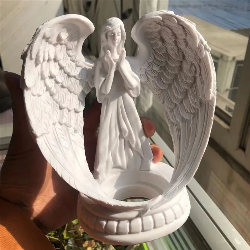 Natural lime carved angel wings crystal ball base bracket for home decoration