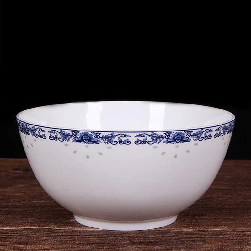 5/7/8 inch Ramen Bowl Jingdezhen Bone China Rice Bowls Chinese Ceramic Soup Bowl Salad Mixing Blue and White Porcelain Tableware