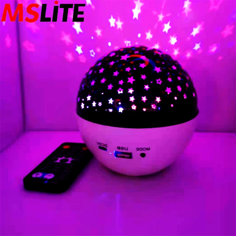 High quality Star Projection Light Rechargeable Battery 3 Colors Bluetooth Play Function Light Home Decoration Lamp