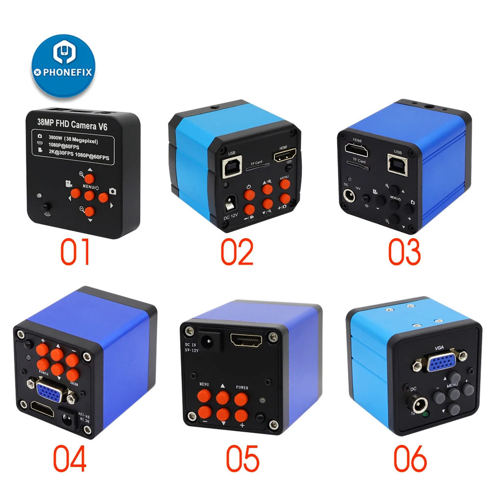 Videocamera digitale per Microscopio HDMI Full HD 1080P 2K 3800W 38MP 51MP USB c-mount Microscopio per riparazione saldatura PCB telefono