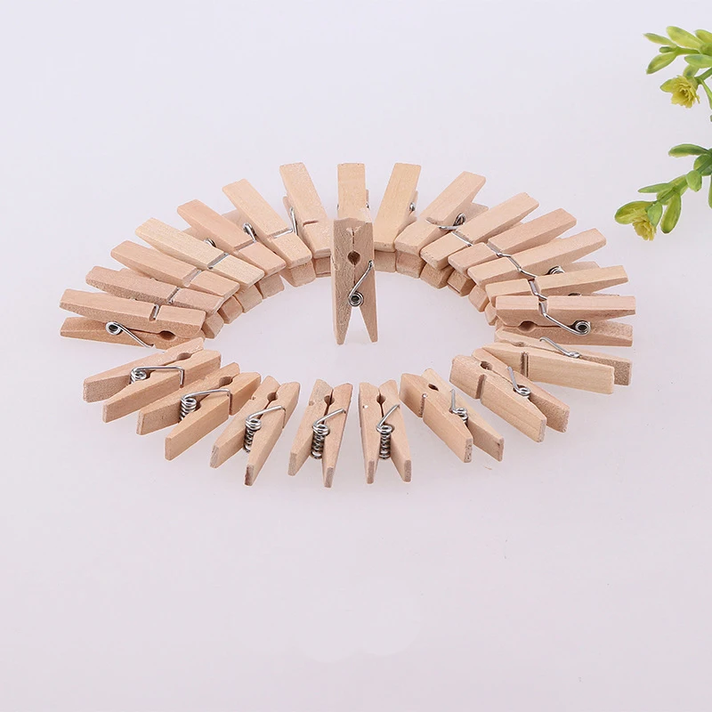 25/50/100 pcs Mini 25mm Natural Wooden Clips Photo Clips Clothespin DIY Wedding Party Wooden Clip Clips Pegs Dropshipping