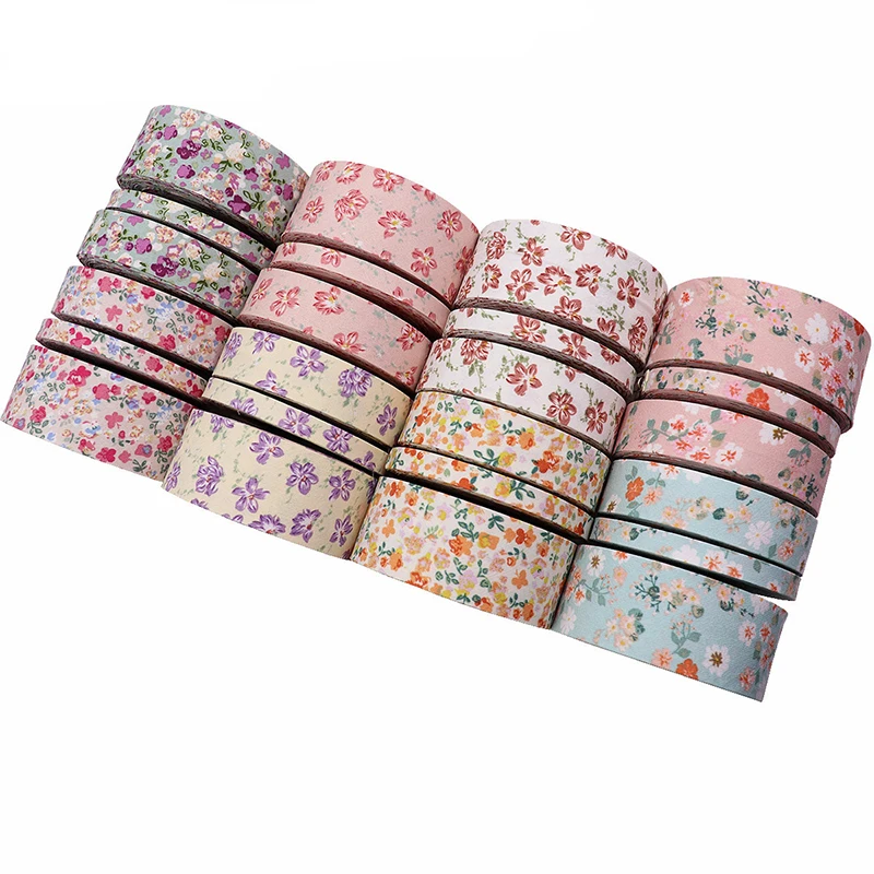 2Yards Flowers Grosgrain Ribbon DIY Hair Bow Crafts Sewing Fabric Gift Wrapping Material Pet Rope Accessories Wedding Decoration