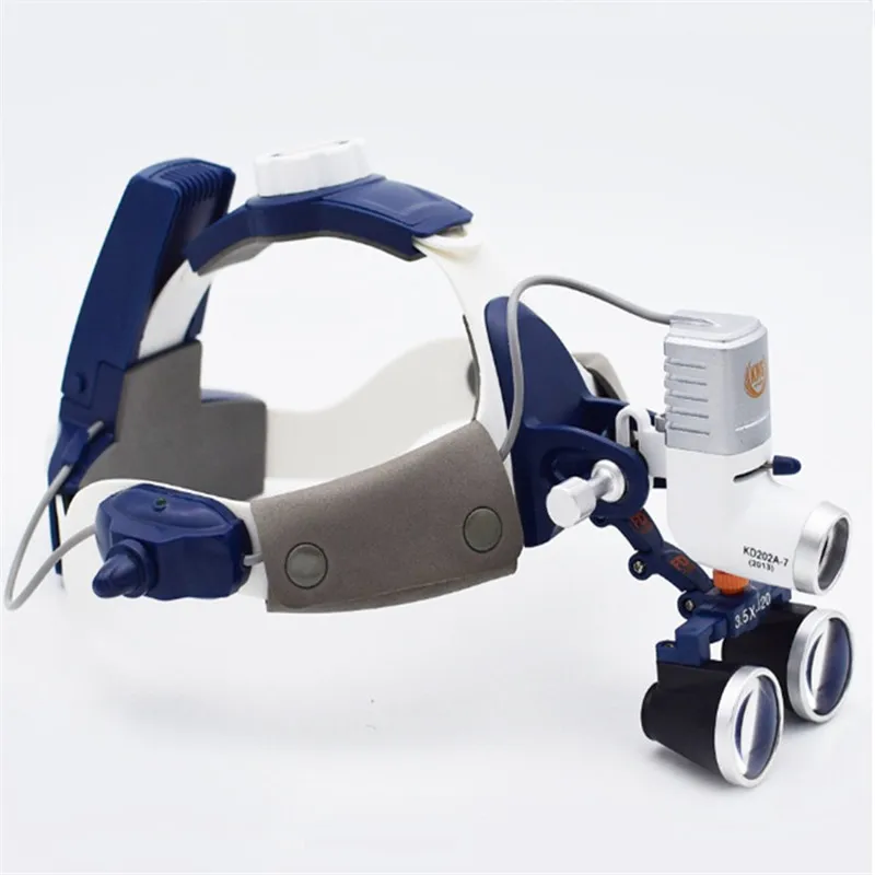 2.5/3.5X420mm Binocular Magnifier Dental Loupes+5W LED Medical Headlight Surgical Headlamp Illuminator 2 Battery