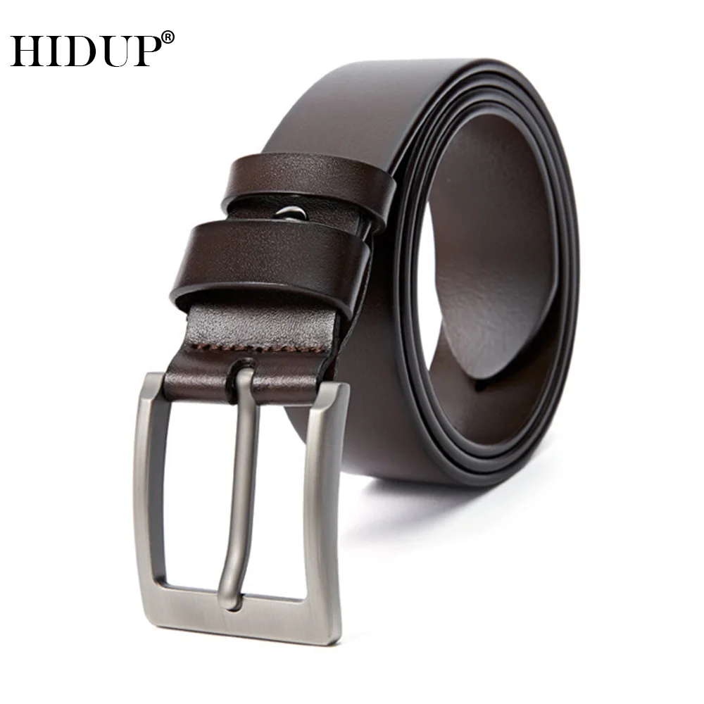 HIDUP 2022 Simple Design Casual Style Male Mens Top Quality 100% Pure Cowhide Belts Cow Genuine Leather Belt 3.8cm Width NWJ1113