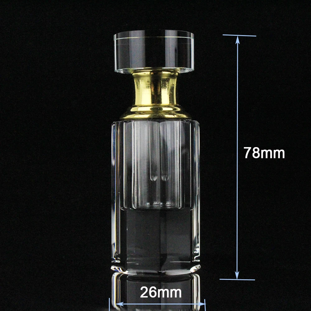 Portable Vintage Empty 3ML Crystal Attar Oil Perfume Bottle Decorative Essential Bottle