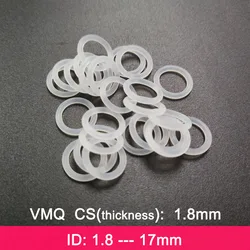 VMQ Rubber Ring Gasket C/S 1.8mm Thickness ID 1.8/2.5/2.8/4/4.5/5.3/5.6//6/6.3/7.5/8/9/10/11.2/17mm O Ring Silicone Seal Washer