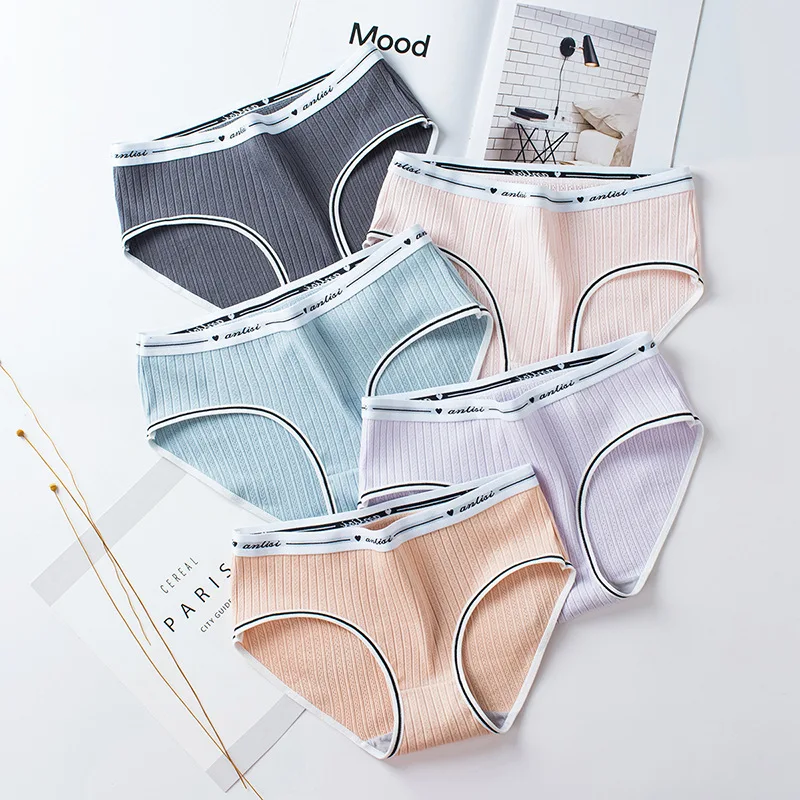 

Women Cotton Panties New Thread Fashion Underpants Female Sexy Letter Lingerie Low Waist Seamless Briefs Cute Girl's Underwear