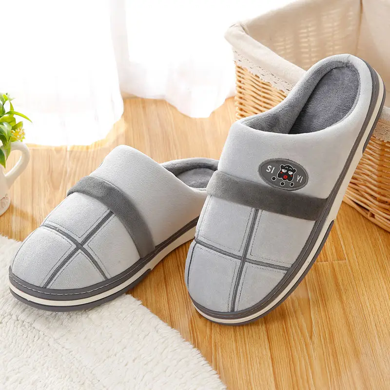 Plus Size 48 49 50 Mens Indoor Plush Fuzzy Slippers Anti-odor Fur Slides Men Home Shoes Winter Slippers Male Warm Bedroom Shoes