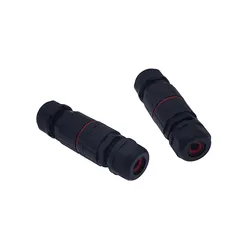 Mini conector impermeable IP68 M12, 2 pines, tapón a tope, sin soldadura, conectores de nailon ignífugos