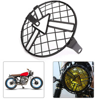 Fit For Universal Harley Triumph Honda HeadLamp Mesh Grille Lampshade New 7INC Metal Retro Motorcycle Headlight Protector Cover
