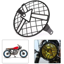 Fit For Universal Harley Triumph Honda HeadLamp Mesh Grille Lampshade New 7INC Metal Retro Motorcycle Headlight Protector Cover
