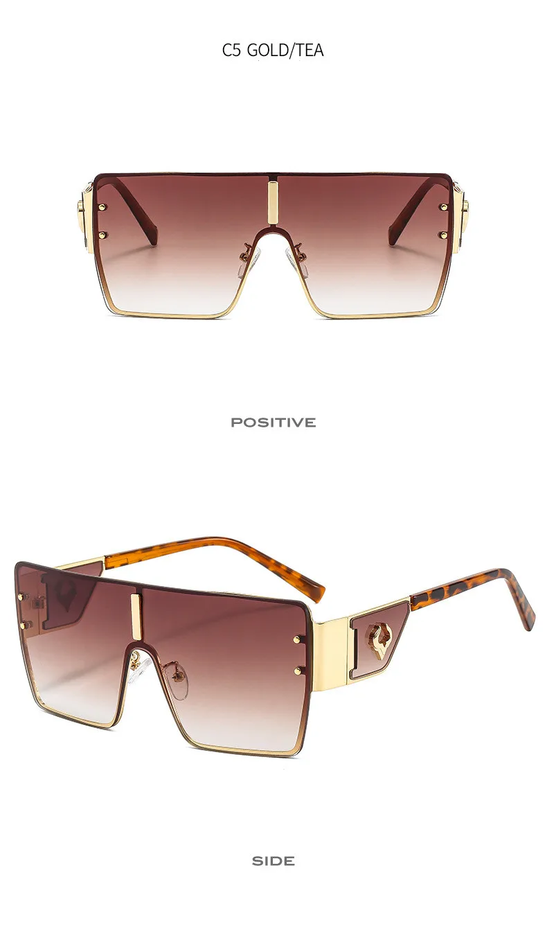 Vintage Punk Übergroße Sonnenbrille Männer Designer Fahren Gläser Frauen Luxus Retro Quadratischen Metall Rahmen UV400 Brillen – Detail 11
