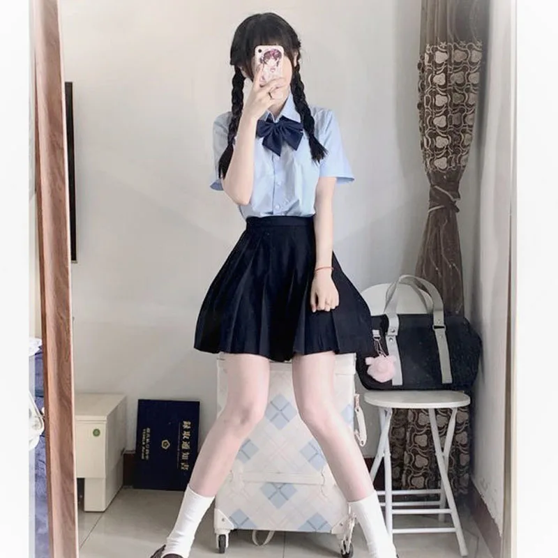 Women's Japanese School Uniform,Shirt Tops,Pleated Skirt for Teenagers,Girls Clothes,Party 2 Piece Outfit, Plus Size, 6XL7XL 8XL