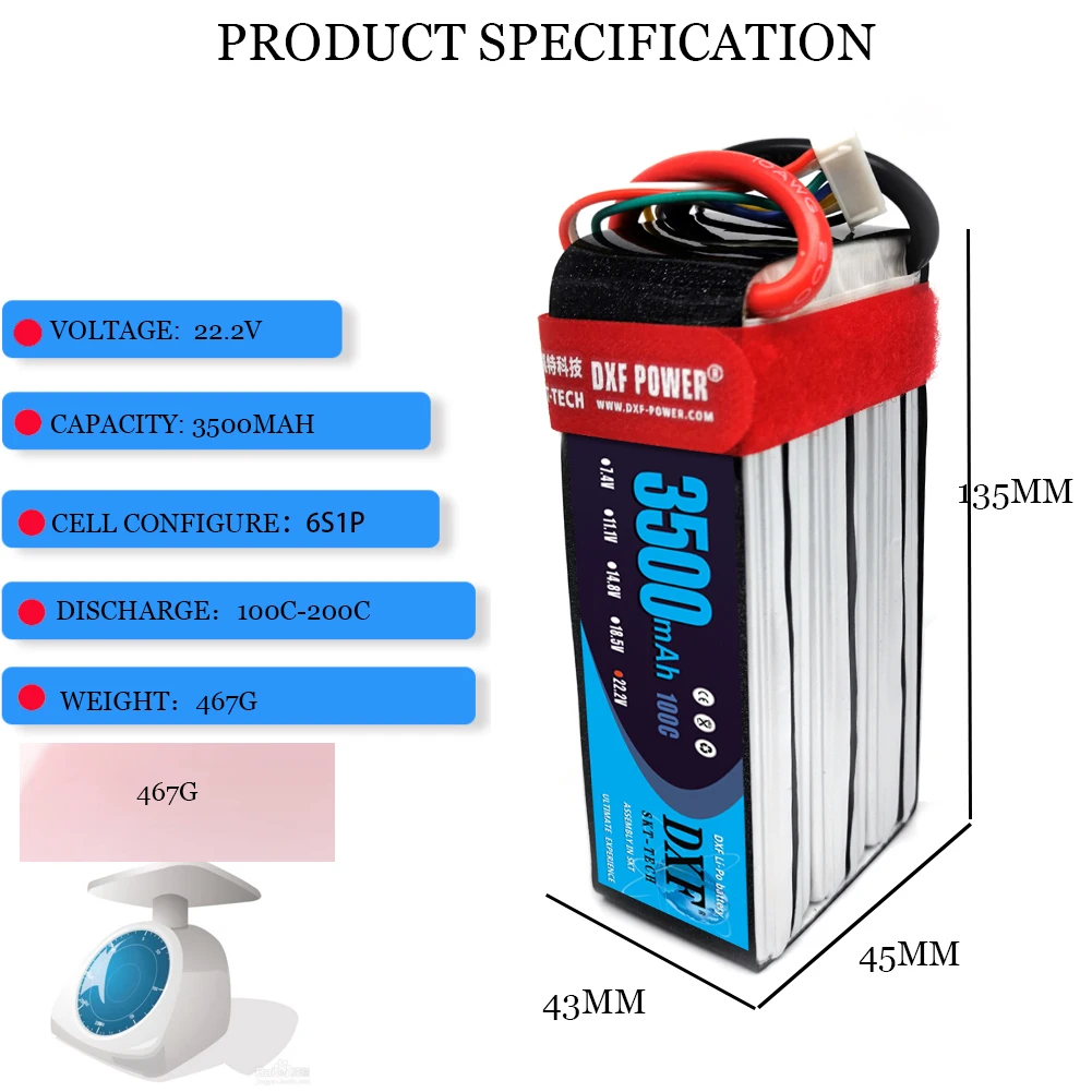 DXF Lipo Battery 2S 3S 4S 6S 5200mAh 6500mAh 6200mAh 7000mAh 3200mAh 3500mAh 4200mAh 74V 11.1V 14.8V 22.2V T XT60 EC5 RC Parts