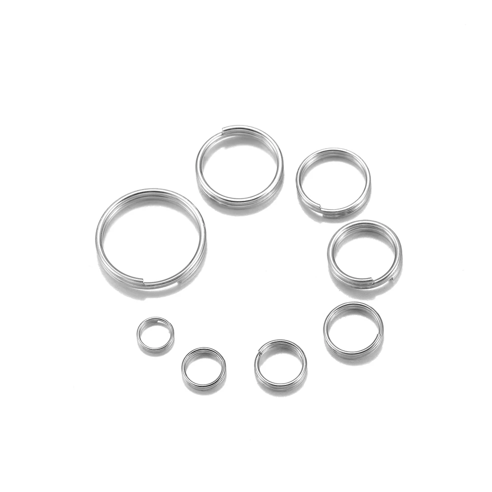 50-100 sztuk/partia 6 8 10 12mm ze stali nierdzewnej otwarte pierścienie dzielone podwójne pętle złącza do wyrobu biżuterii DIY breloczki