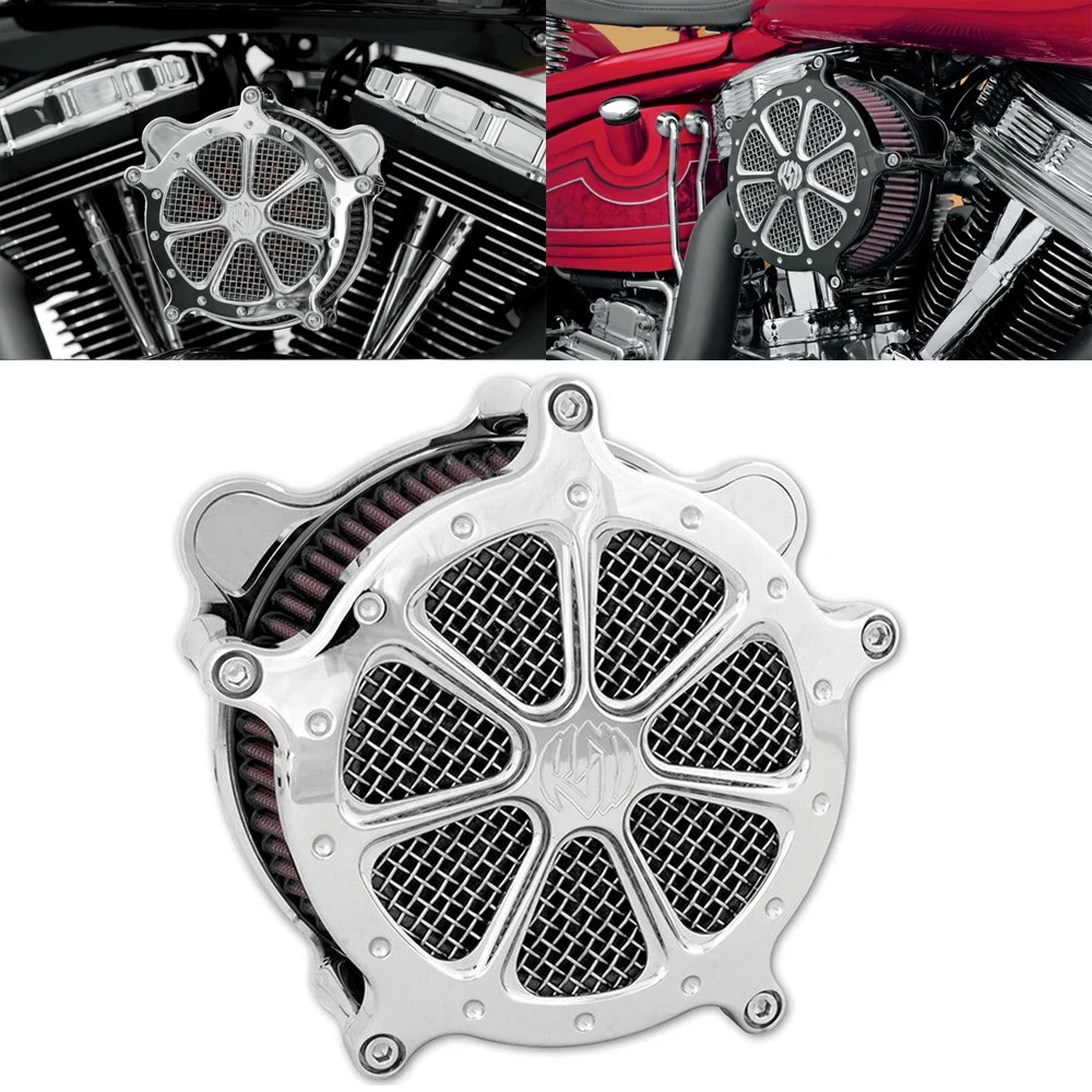 RSD Motorcycle Chrome Speed 7 Venturi Air Cleaner Filter For Harley XL Sportster  Touring Road Glide 08-16 Dyna Softail Fat Boy