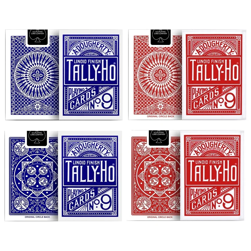 Tally-Ho No.9 Playing Cards USPCC Fan/Round Back Deck Poker Size Magic Card Games Magic Tricks Props for Magician