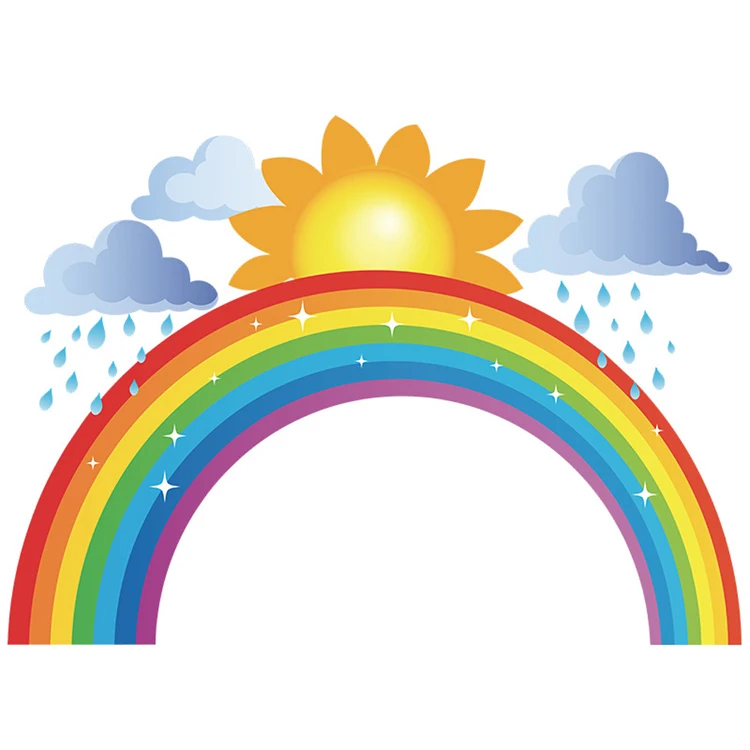 Regenbogen-Wolken, Regen, Sonne, Wandaufkleber, Heimdekoration für Baby- und Kinderzimmer, Schlafzimmer-Dekoration, Cartoon-Tapete, selbstklebende Aufkleber – Detail 7