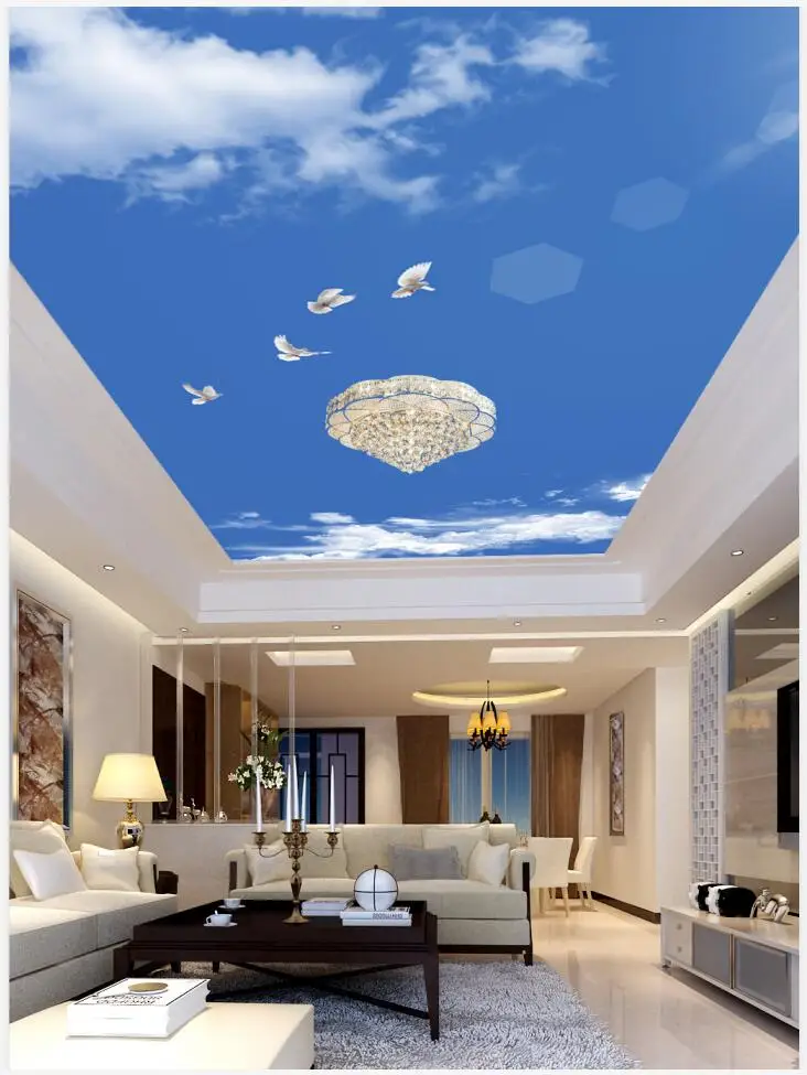 

beautiful scenery wallpapers blue sky ceilings Living Room Bedroom Ceiling Mural