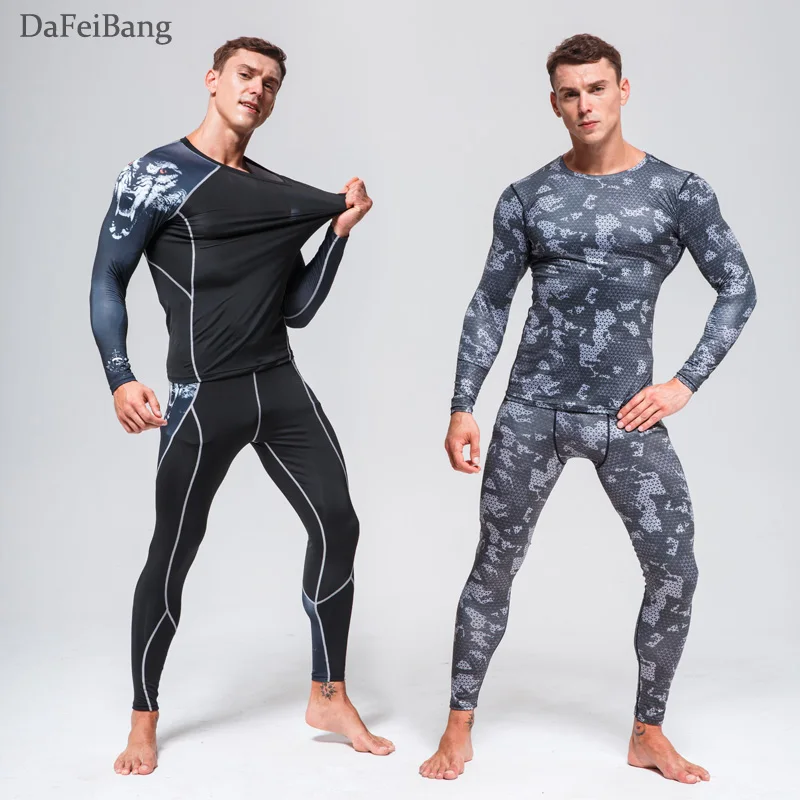 Quick Dry Functionele Compressie Trainingspak Fitness Strakke Shirts Sport Past Mannen Ski Thermisch Ondergoed Sets Sport