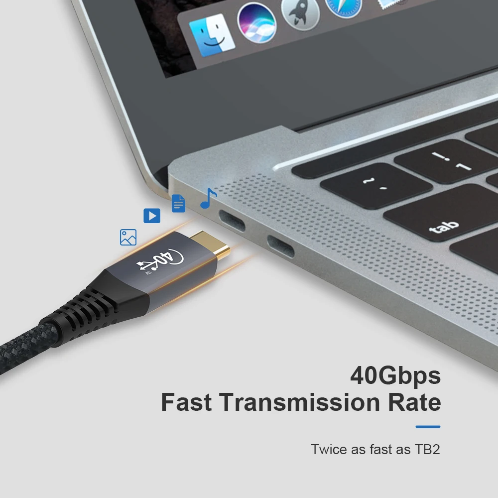 Cable de transmisión de datos USB 4,0 Thunderbolt 3, cable macho a macho tipo C, 5K, vídeo HD, carga rápida, 100W, e-mark, 40gbps