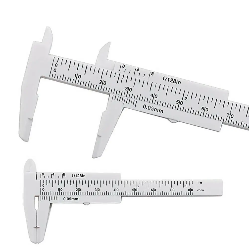 Double Scale Plastic Vernier Caliper Mini Sliding Vernier Gauge Measure Tool Ruler Micrometer Ruler Sliding 80mm Pocket Useful