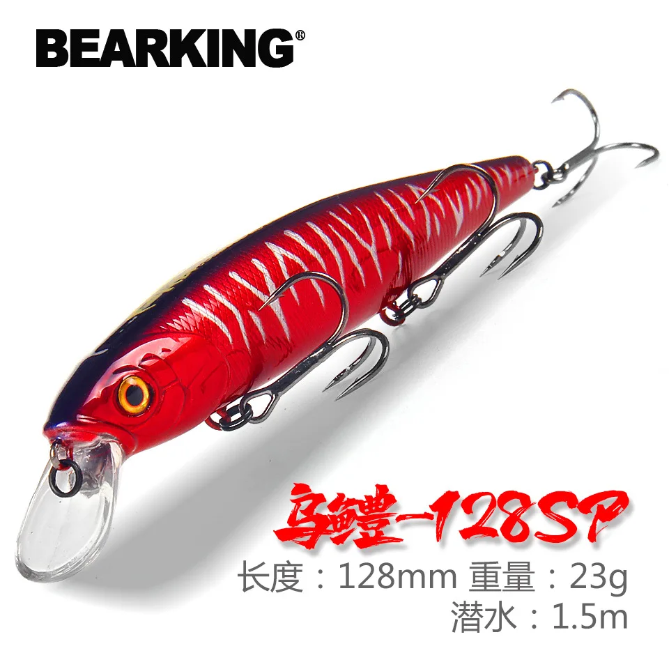 Bearking 128mm 23g New hot model professional quality fishing lures hard bait dive 1.5m quality wobblers minnow