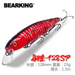 Bearking 128mm 23g New hot model professional quality fishing lures hard bait dive 1.5m quality wobblers minnow
