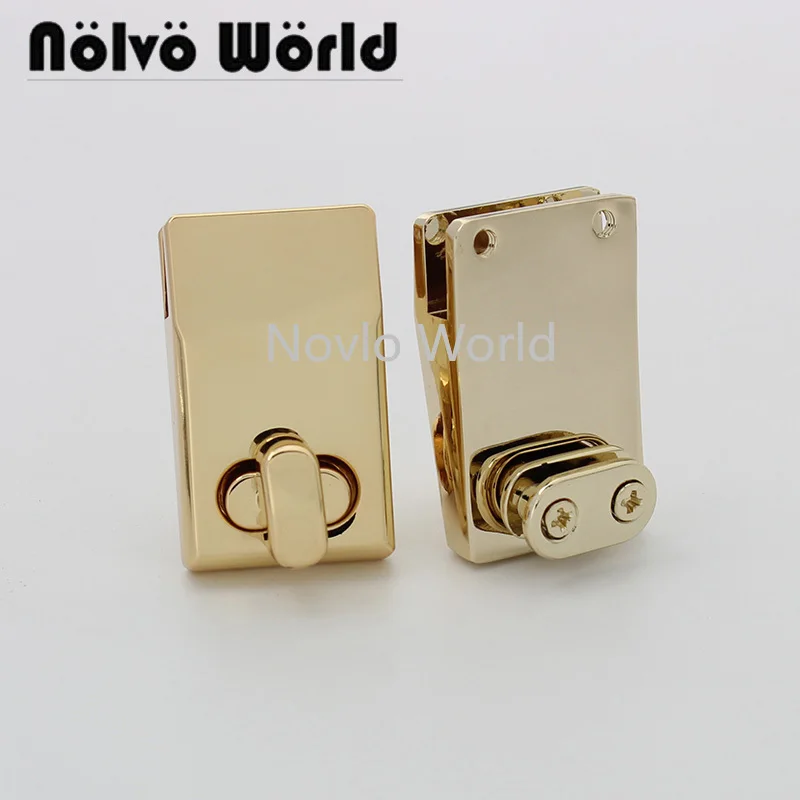 2-10pcs 36*21mm 3 colors flap bag lock turn lock gold Rectangle lock custom bag lock Twist turn locks