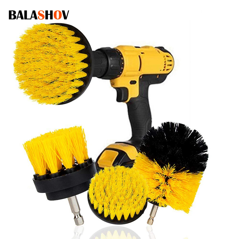 3Pcs/Set Electric Scrubber Brush DrillBrush Kit Round Cleaning Brush For Carpet Glass Kitchen Cleaning Nylon Brushes 2/3.5/4\'\'