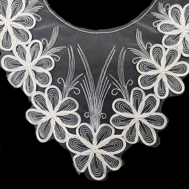 1PCS Mesh bottom embroidery corsage Fake collar Lace collar Water soluble embroidery collar DIY lace accessories