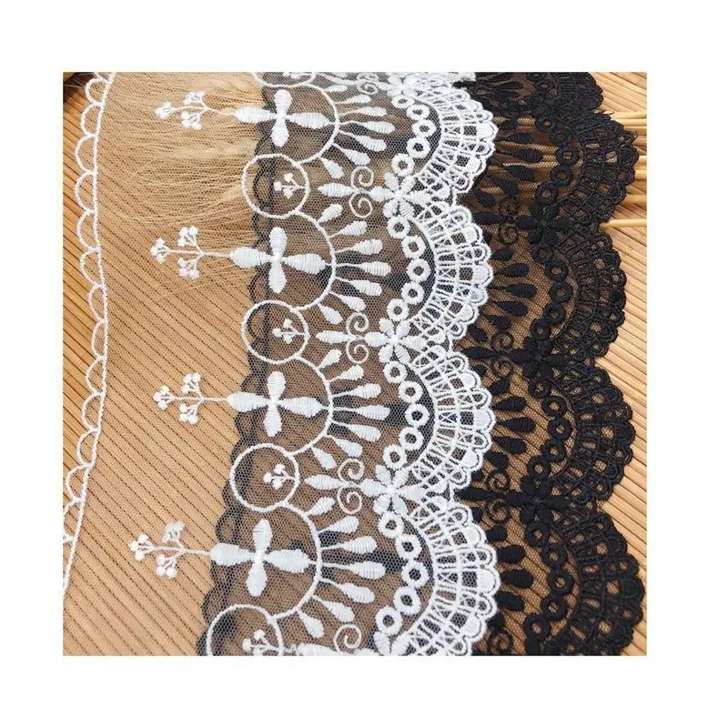 5yards/lot Embroidered Silk Fabrics Trim Lace Ribbons Dress Handmade Sewing Material DIY Tulle Fabrics