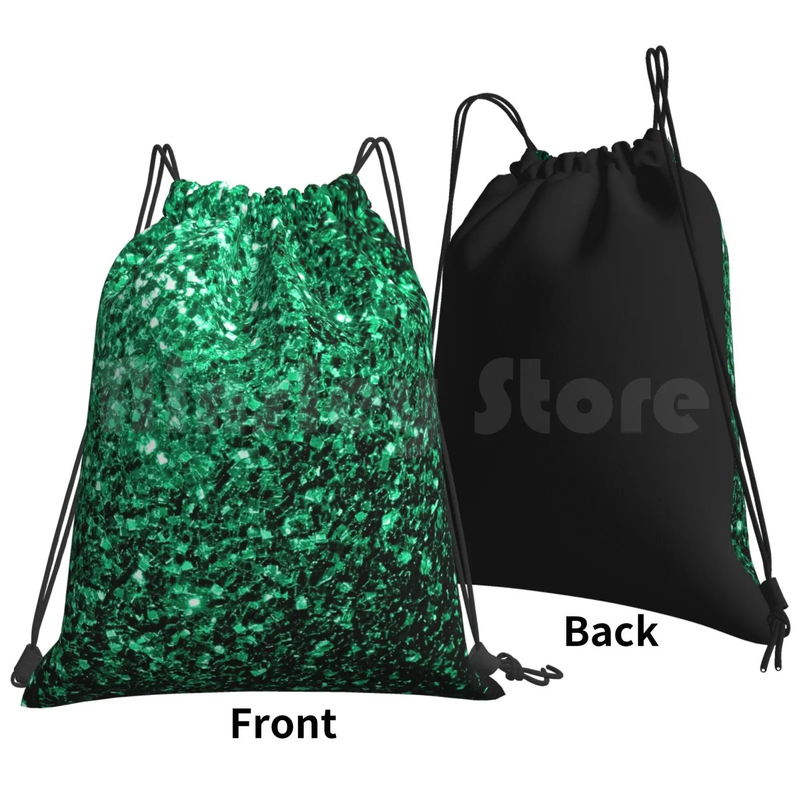 Beautiful Emerald Green Glitter Sparkles Backpack Drawstring Bag Riding Climbing Gym Bag Glimmer Glitter Sparkle Green