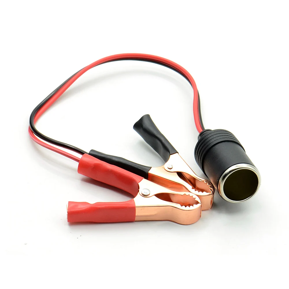 

12V Car Cigarette Lighter Female Seat with Battery Clip Power Cord Charger Wire Power Socket Adaptor Clamp Car Accessories