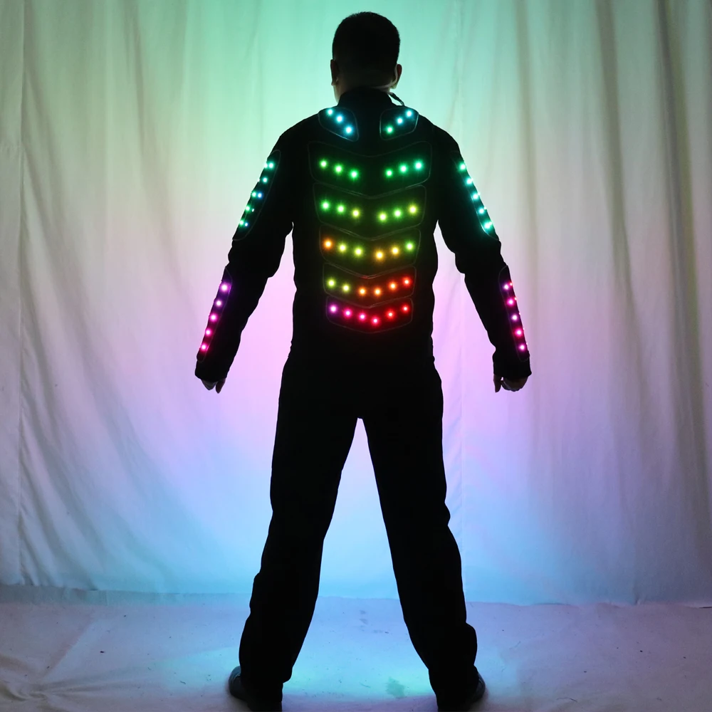 Full Color LED Robot Suit Stage Dance Costume Tron RGB Light up Stage Suit Outfit  Jacket Coat