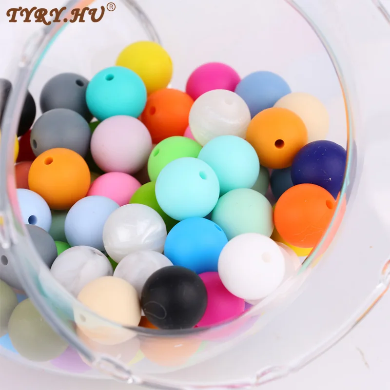 TYRY.HU 10Pcs Soft Silicone Bead Baby Teething Beads 15mm For Pacifier Chain Necklace DIY Accessories Round Beads BPA Free