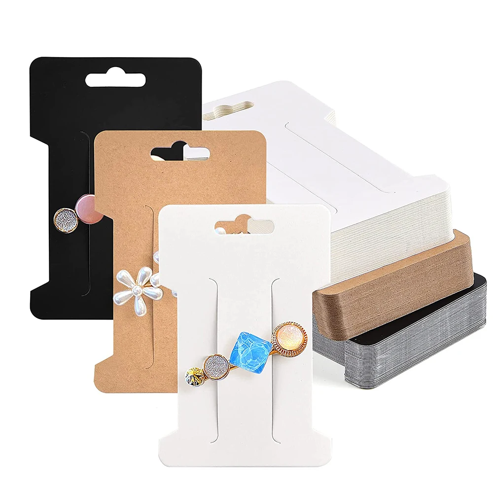 50pcs 6.6x11.5cm Blank Kraft Paper Card Hair Clips Barette Jewelry Display Card Price Tag Hairpin Packaging Cardboard Holder