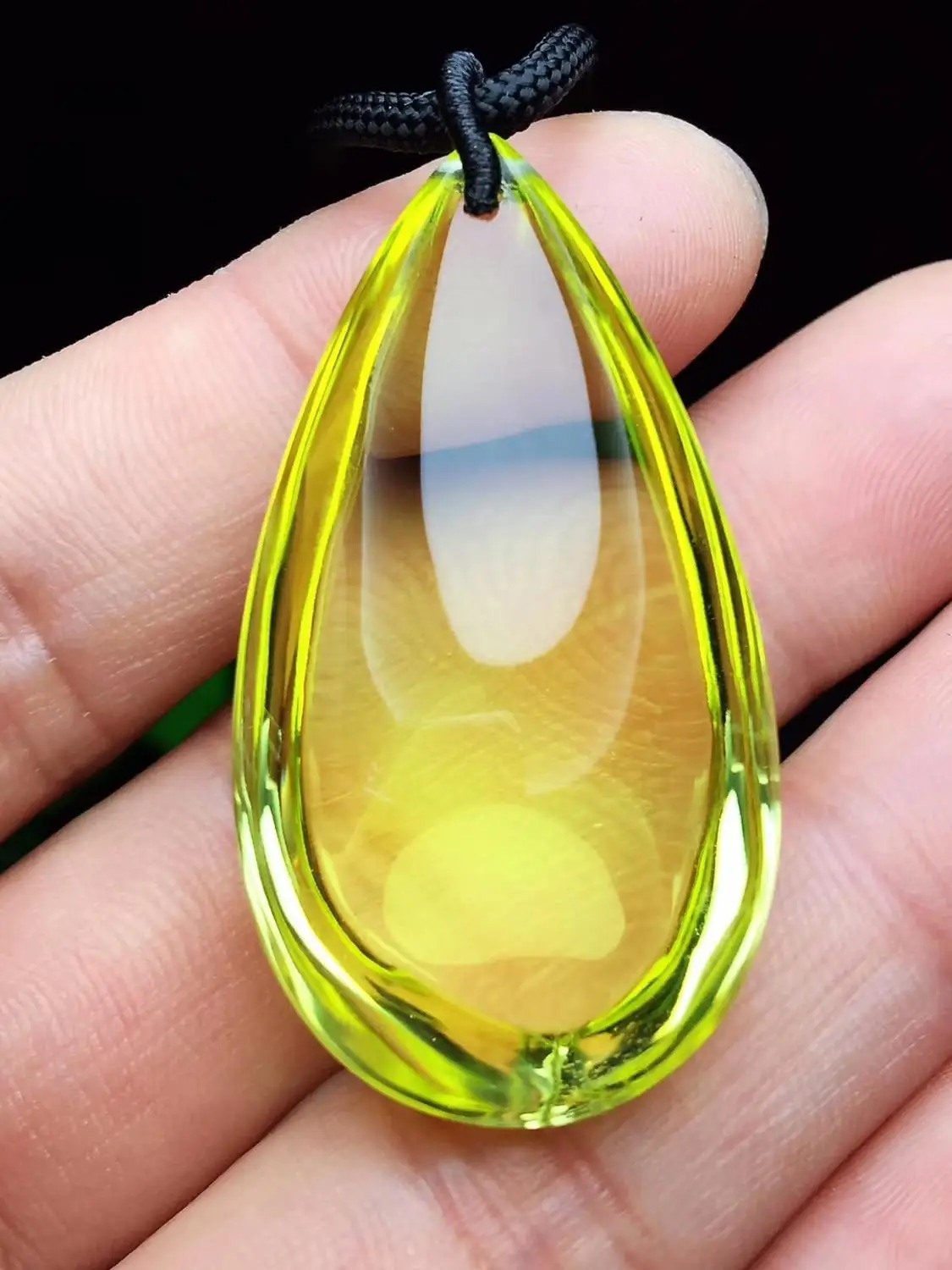 Natural Yellow Citrine Quartz Crystal Women Men Pendant 45*24*17mm Water Drop Wealthy Rare Bead Necklace Jewelry AAAAA