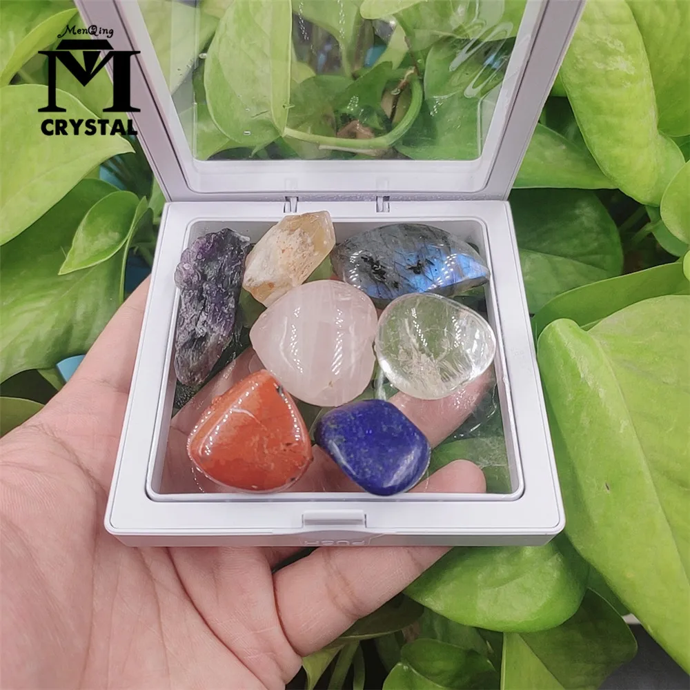 

7PCS Natural Crystal Healing Stones Gemstones Seven Chakra Stones Amethyst Quartz Crystal Mineral Specimen Gifts