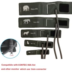 Vet Use Cuff Animals Cuff CONTEC08A Veterinary Blood Pressure Monitor Cuff 5 types Mouse/Cat/Dog/Horse/Elephant With Connector