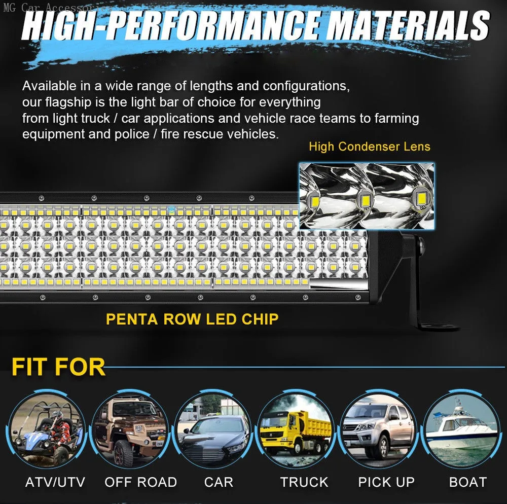 5-reihige LED-Lichtleiste 12 Zoll 264W Auto-Arbeitsscheinwerfer Flutlicht Fahrlicht für Offroad-Truck SUV ATV Traktor 4X4 LED-Leiste – Detail 8