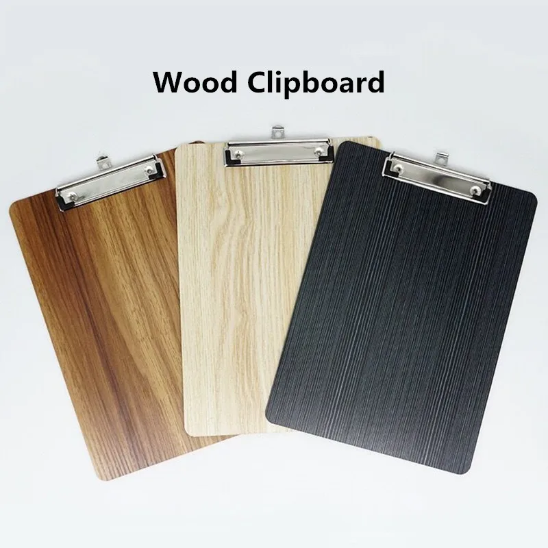 A4 Wooden Writing Sheet Pad Clipboard Menu File Hardboard Document Holder Office Restaurant Hotel School Stationery