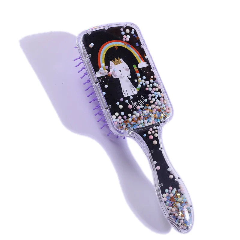 Baby Cartoon Rainbow Pony Airbag Comb Unicorn Print Air Cushion Comb Infant Comb Head Massager Hairdressing Comb Kid Hair Brush