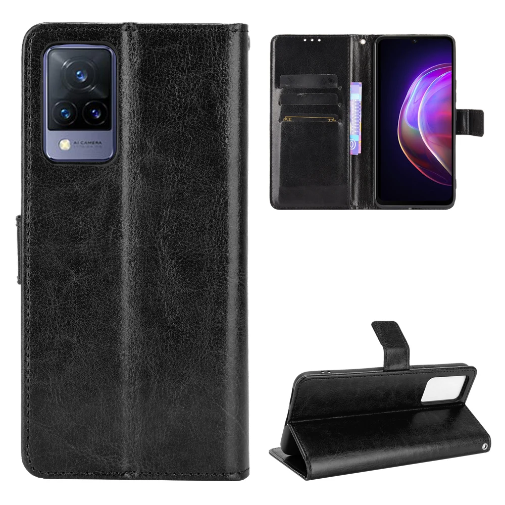 PU Leather Case For Vivo V21 4G 5G V21E V21 SE V20 Pro SE Y20 2021 Luxury Wallet With Flip Stand Case With Card Holder