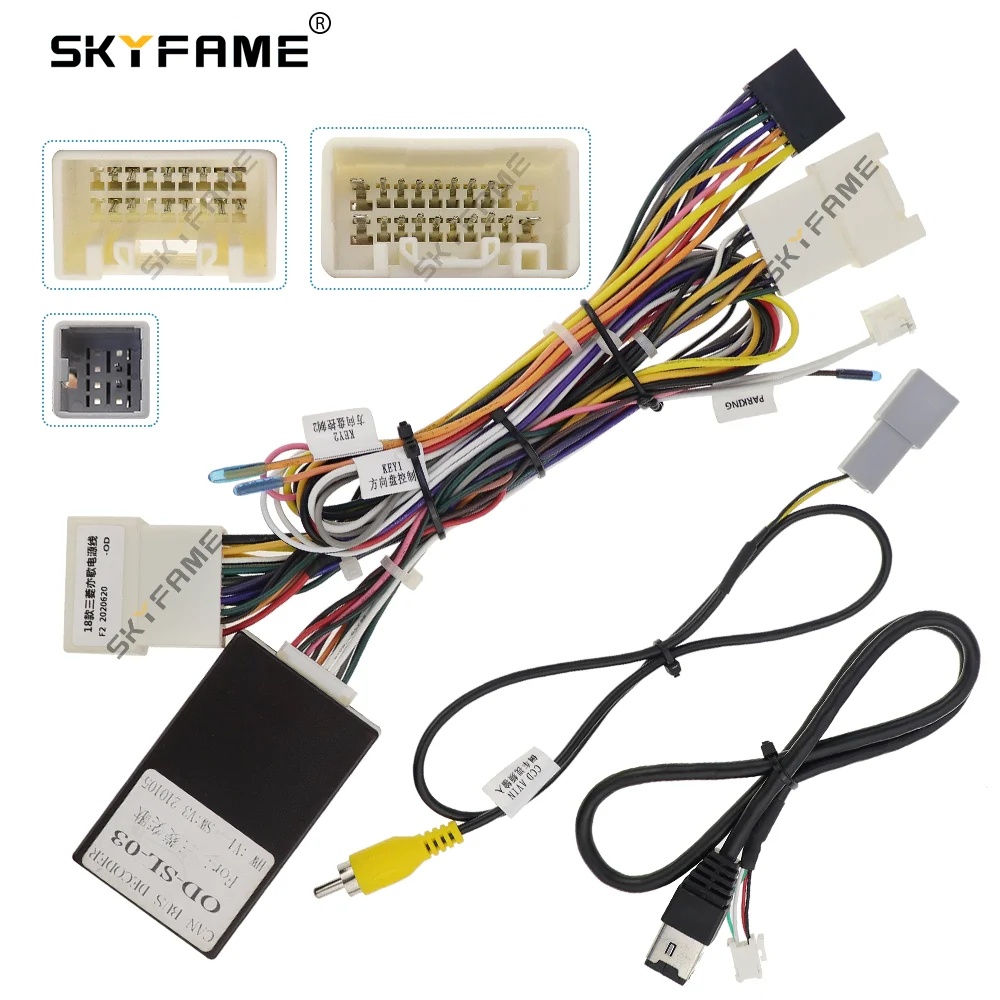 SKYFAME 16Pin Car Wiring Harness Adapter Canbus Box Decoder Android Power Cable For Mitsubishi Eclipse OD-SL-03