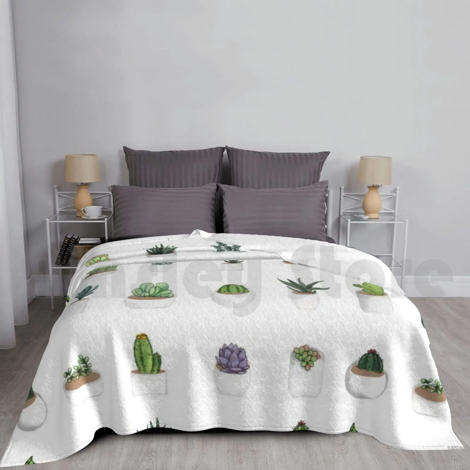 Succulents Blanket For Sofa Bed Travel Plant Nature Succulent Cacti Cactus Indoor Aloe Planner Organiser